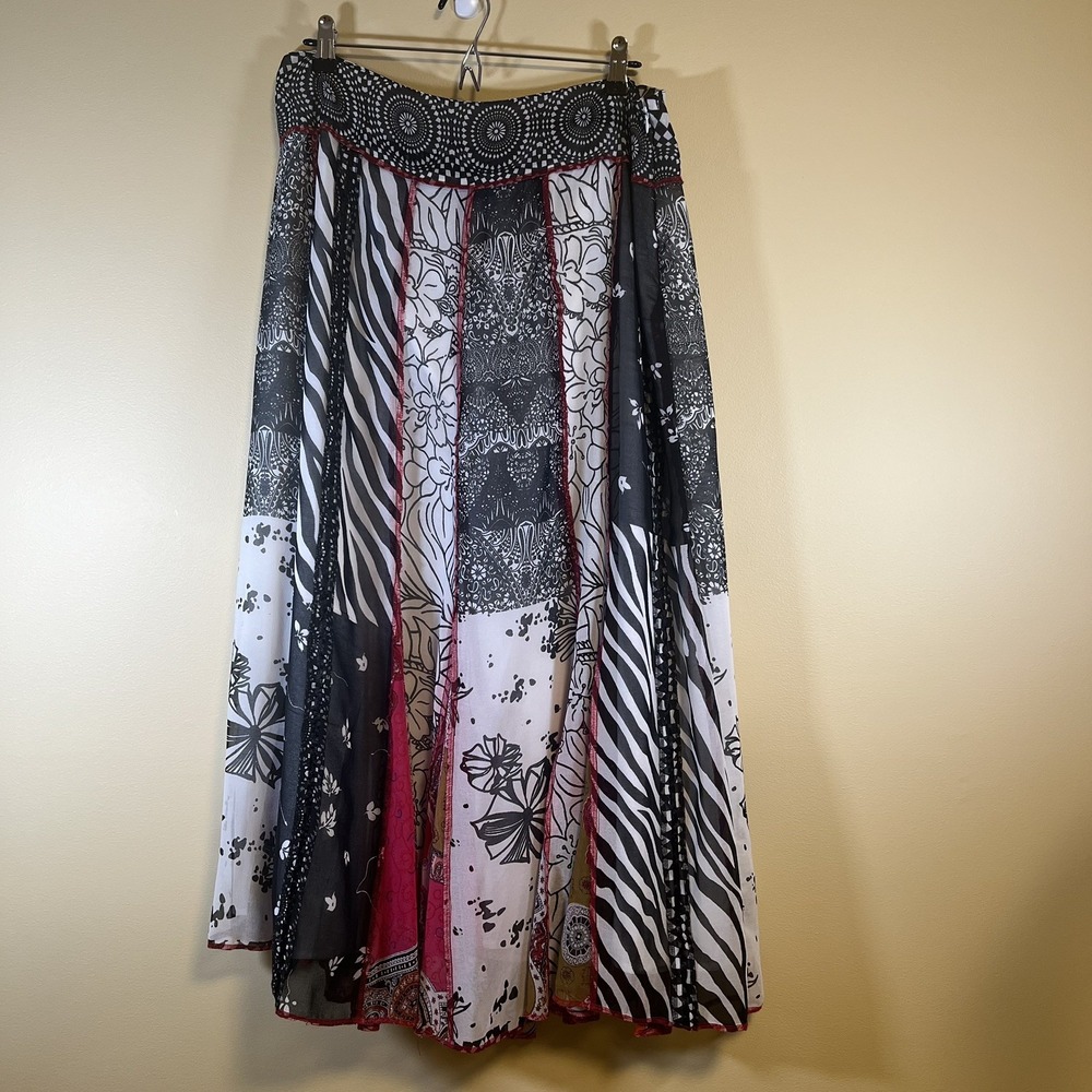 Mirasol Skirt Women's Sz Large White Patchwork Floral Boho Hippie Whimsigoth